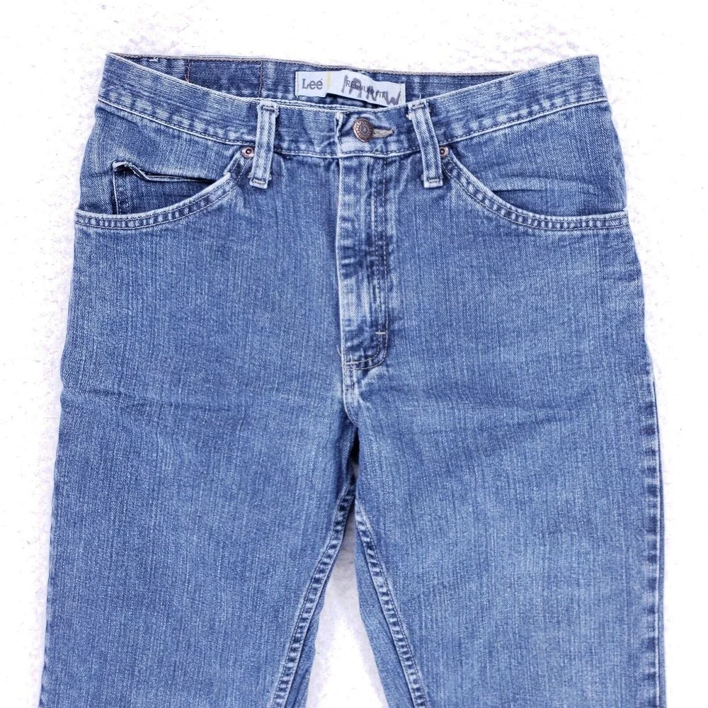 Lee Jeans Denim Cotton Men SZ 30x34 Blue Straight Stretch VTG Mid Rise Slim 90s